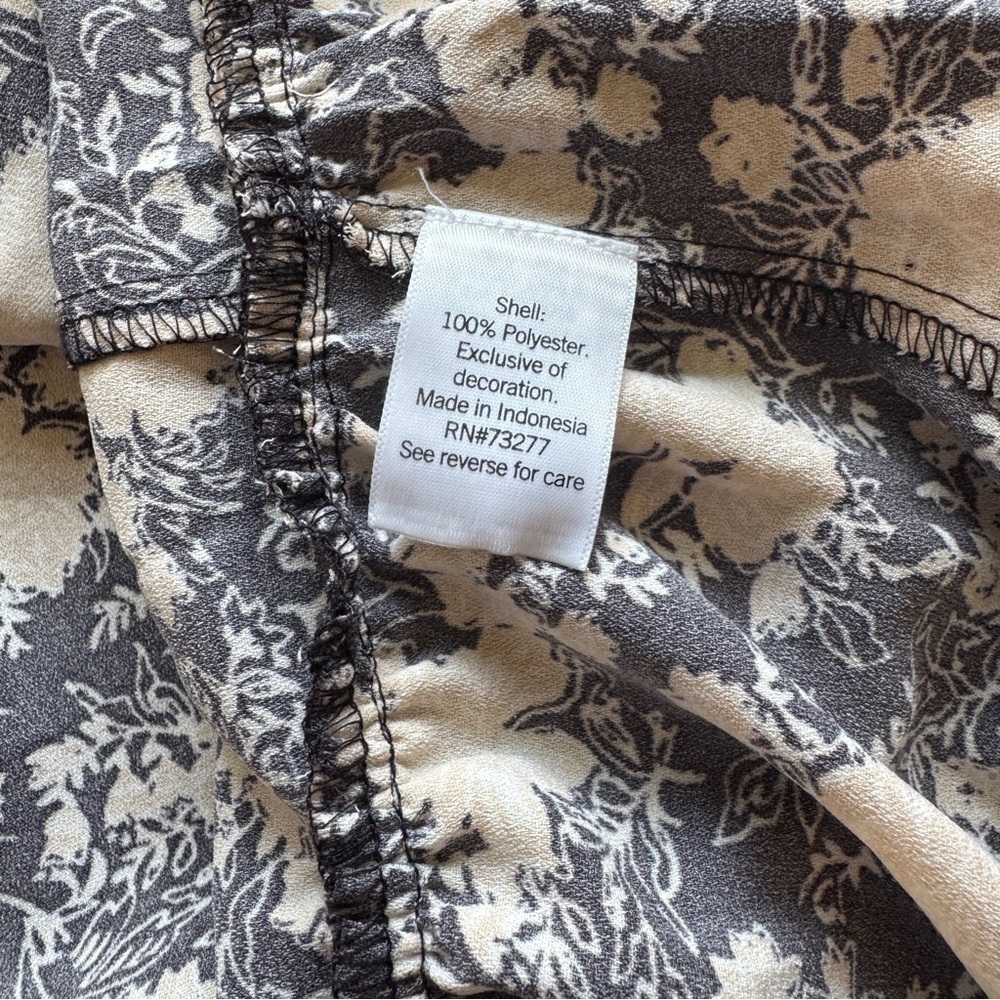 LC Lauren Conrad Ruffle Chiffon Shirt Dress Black Cream Floral Medium NWT - Picture 10 of 10